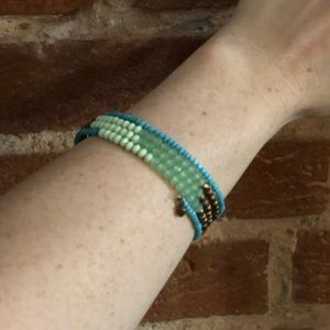 Turquoise and Bronze Beaded Bangle